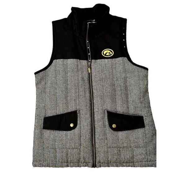 GameDay Couture Iowa Hawkeyes Herringbone Full Zip Vest Size Large - Picture 1 of 8